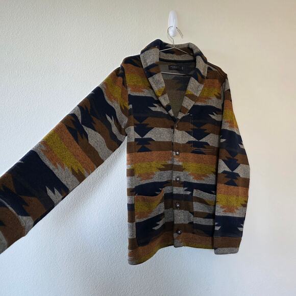 Junk Food Clothing Los Angeles Aztec Southwestern Cardigan Mens Size L Brown - Picture 6 of 11